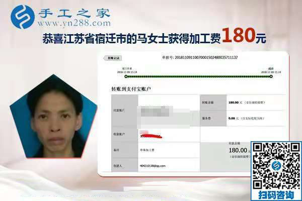 人没有不想挣钱的，江苏宿迁家庭妇女马女士坚持做手工活赚钱